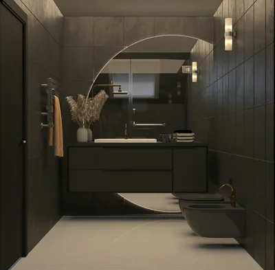 Modern Dark Luxury Common Bathroom Design