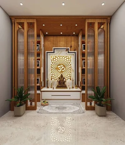 Exquisite Wooden Mandir Unit with Traditional Accents