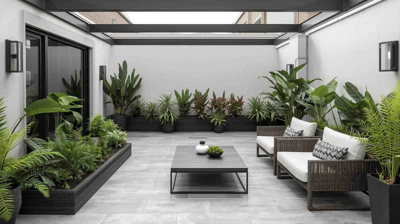 Modern Tropical Open Terrace Lounge Design