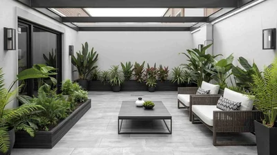 Modern Tropical Open Terrace Lounge Design