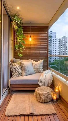 Cozy Modern Balcony With Wooden Accents