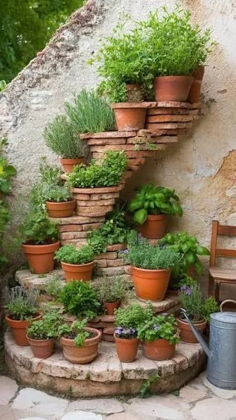 Terraced Brick Garden Planter Corner