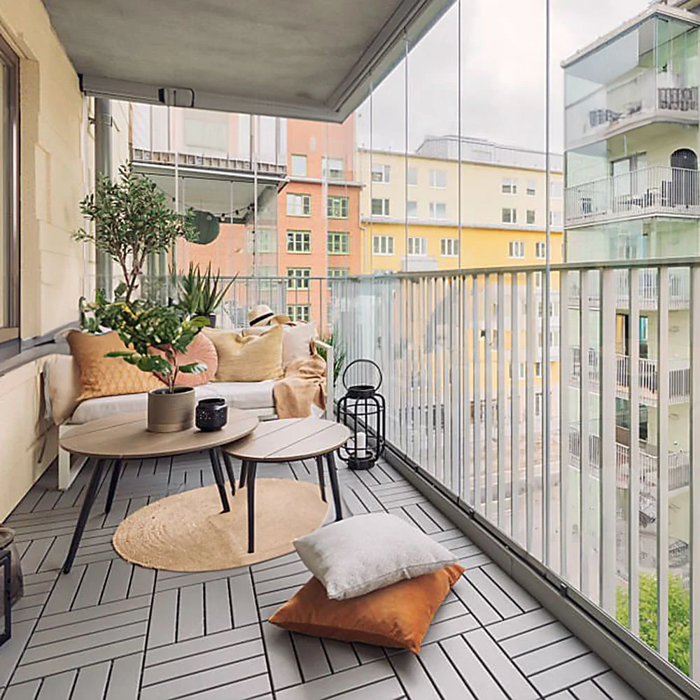 Modern Glass Enclosed Apartment Balcony Design