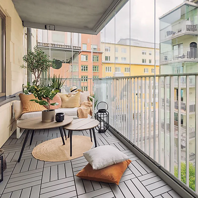 Modern Glass Enclosed Apartment Balcony Design
